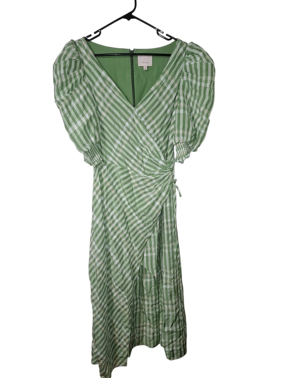 Cinq A Sept Gia Kacey Printed Faux Wrap Dress In Green And White  Size 6 - Picture 4 of 5